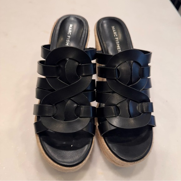 NEW! Marc Fisher Cazzie Espadrille Wedge Slip On Sandals Black Size 8.5 - Picture 4 of 11
